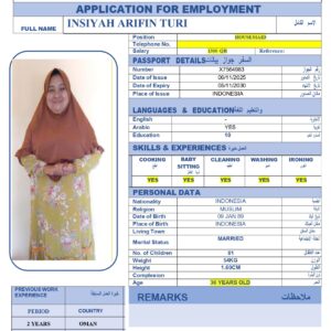 INSIYAH ARIFIN TURI -INDONESIA