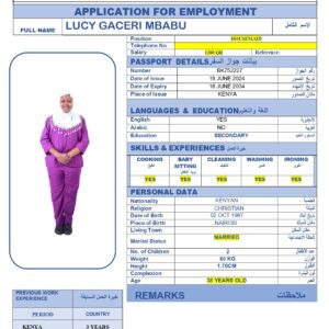 LUCY GACERI MBABU -KENYA