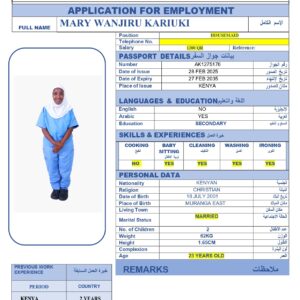 MARY WANJIRU KARIUKI- KENYA