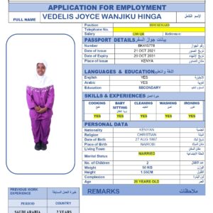 VEDELIS JOYCE WANJIKU HINGA-KENYA